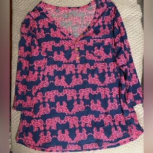 Lilly Pulitzer Elephant Print Top, Size XL (NWOT)